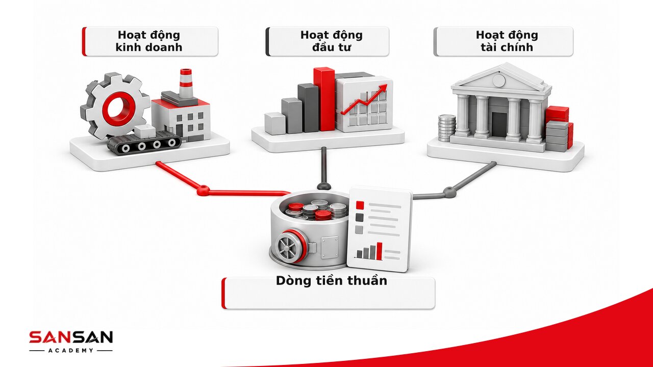 Dòng tiền kinh doanh, đầu tư và tài chính hội tụ thành dòng tiền thuần