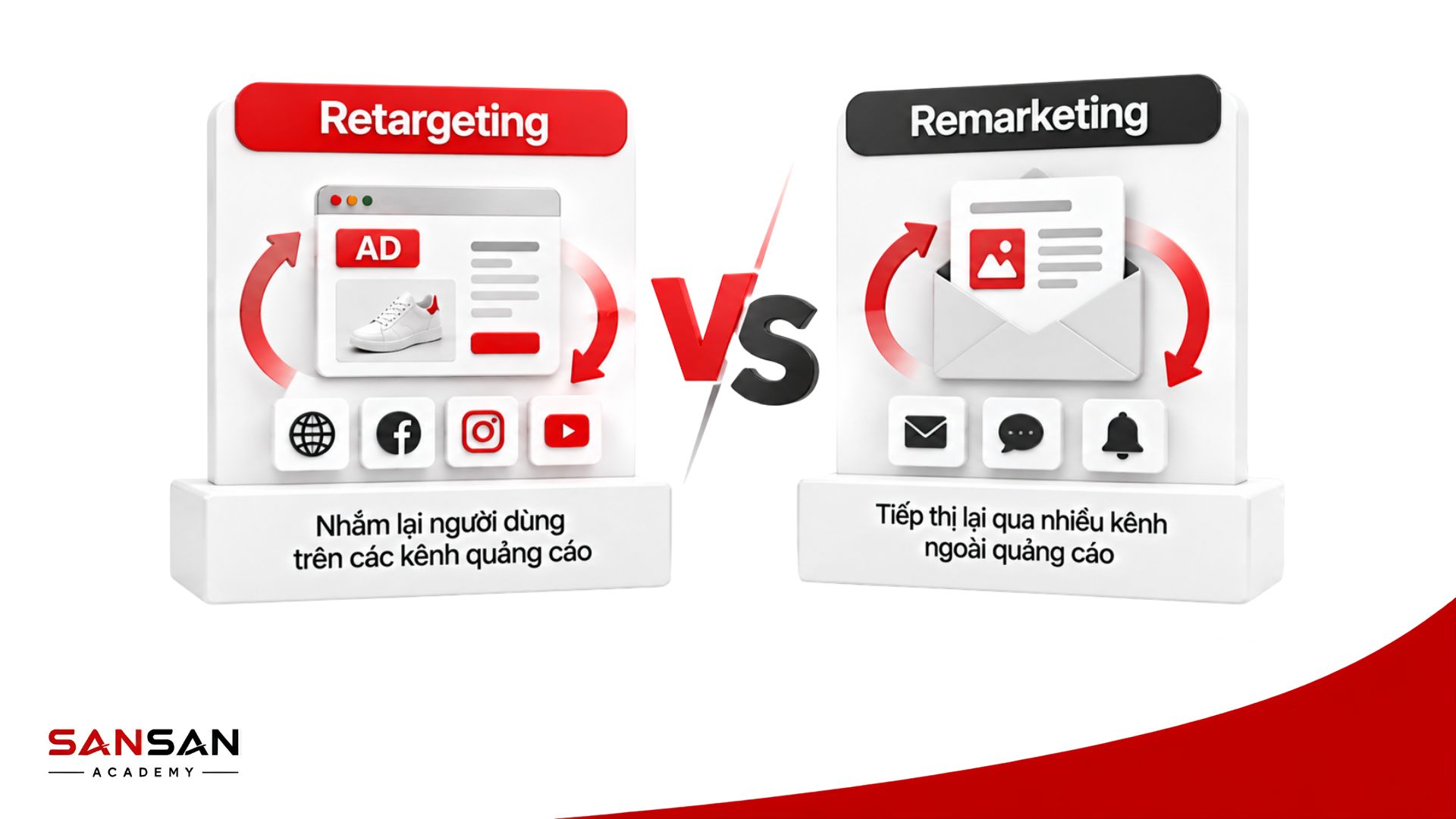 So sánh Retargeting và Remarketing theo cách tiếp cận lại người đã quan tâm đến thương hiệu