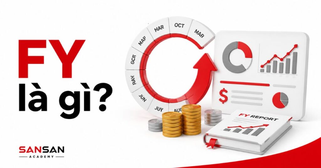 Lịch năm tài chính FY với báo cáo, biểu đồ và tiền xu