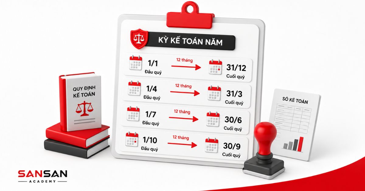 Bảng bốn kỳ kế toán năm hợp lệ theo quý tại Việt Nam