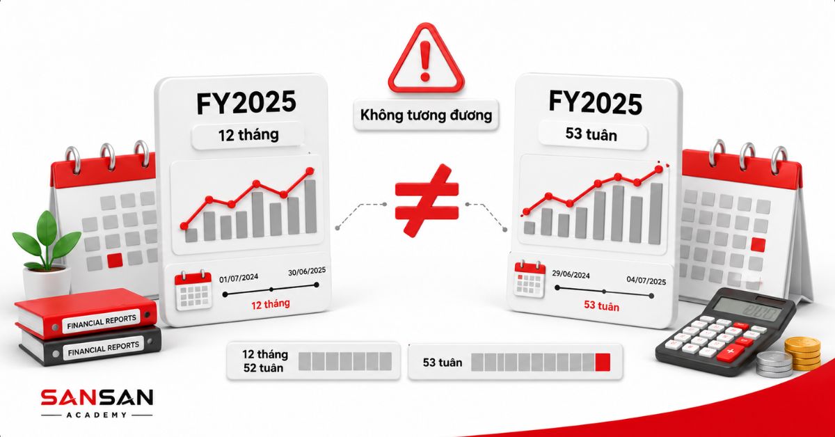 Hai báo cáo FY2025 có kỳ 12 tháng và 53 tuần