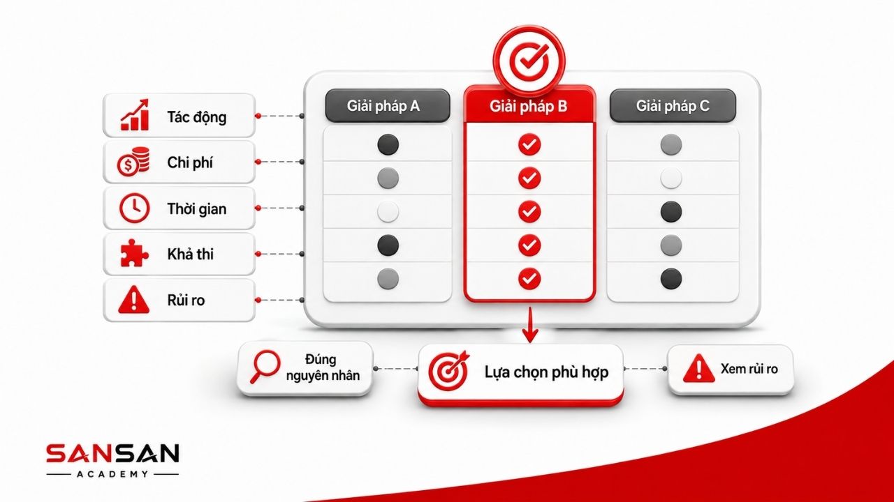 Ma trận so sánh phương án theo tác động, chi phí và rủi ro
