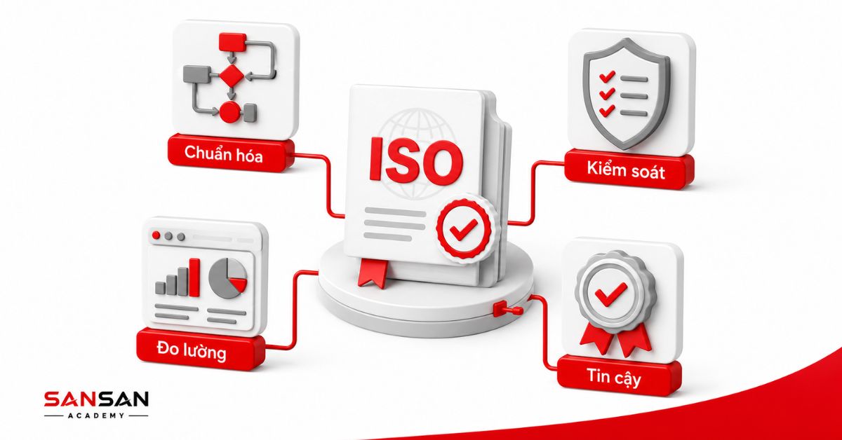 Mô hình ISO với chuẩn hóa, kiểm soát, đo lường và tin cậy