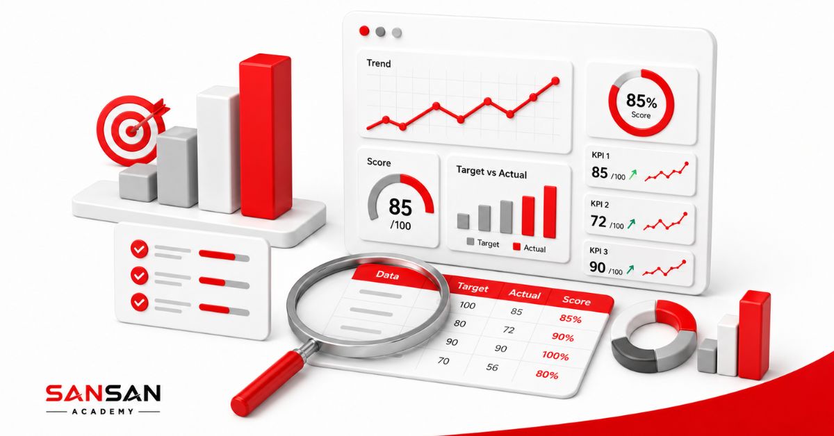 Bảng KPI so sánh mục tiêu, kết quả thực tế và mức hoàn thành