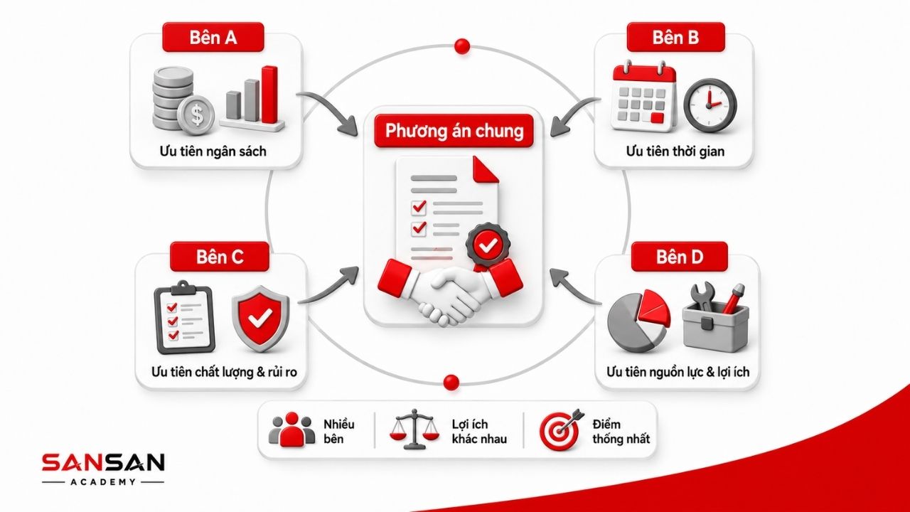 Bốn bên có ưu tiên khác nhau cùng thống nhất phương án chung