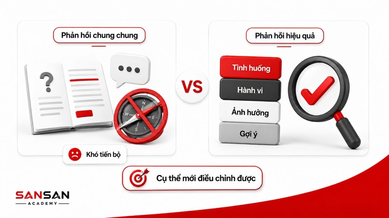 So sánh phản hồi chung chung và phản hồi cụ thể hiệu quả