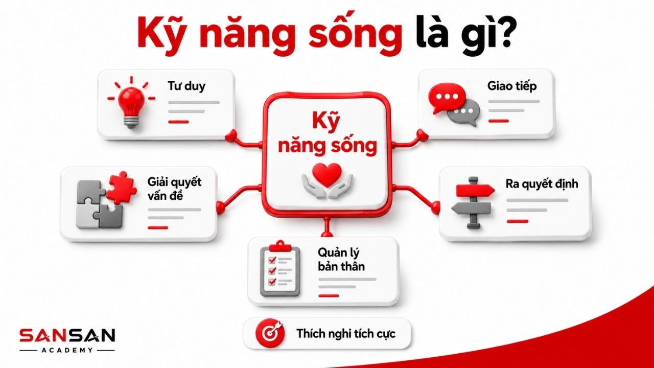 Sơ đồ các nhóm kỹ năng sống cần thiết hằng ngày
