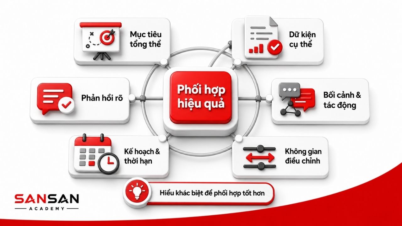 Sơ đồ phối hợp hiệu quả với phản hồi rõ, dữ kiện và kế hoạch
