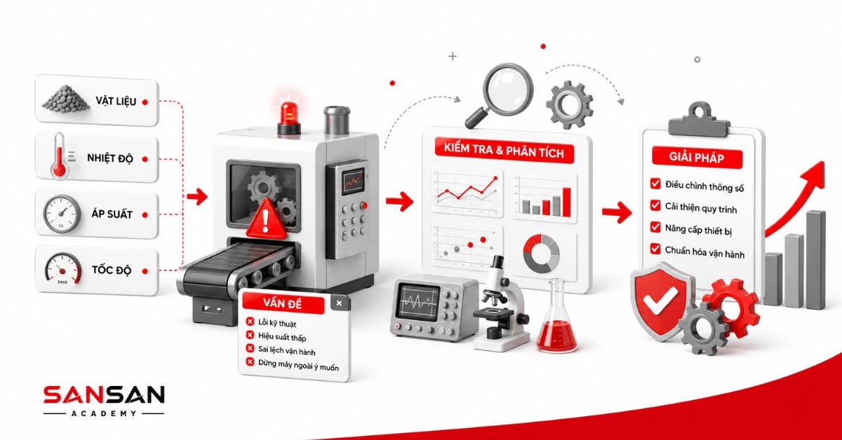 Sơ đồ xử lý vấn đề kỹ thuật và vận hành bằng phân tích dữ liệu