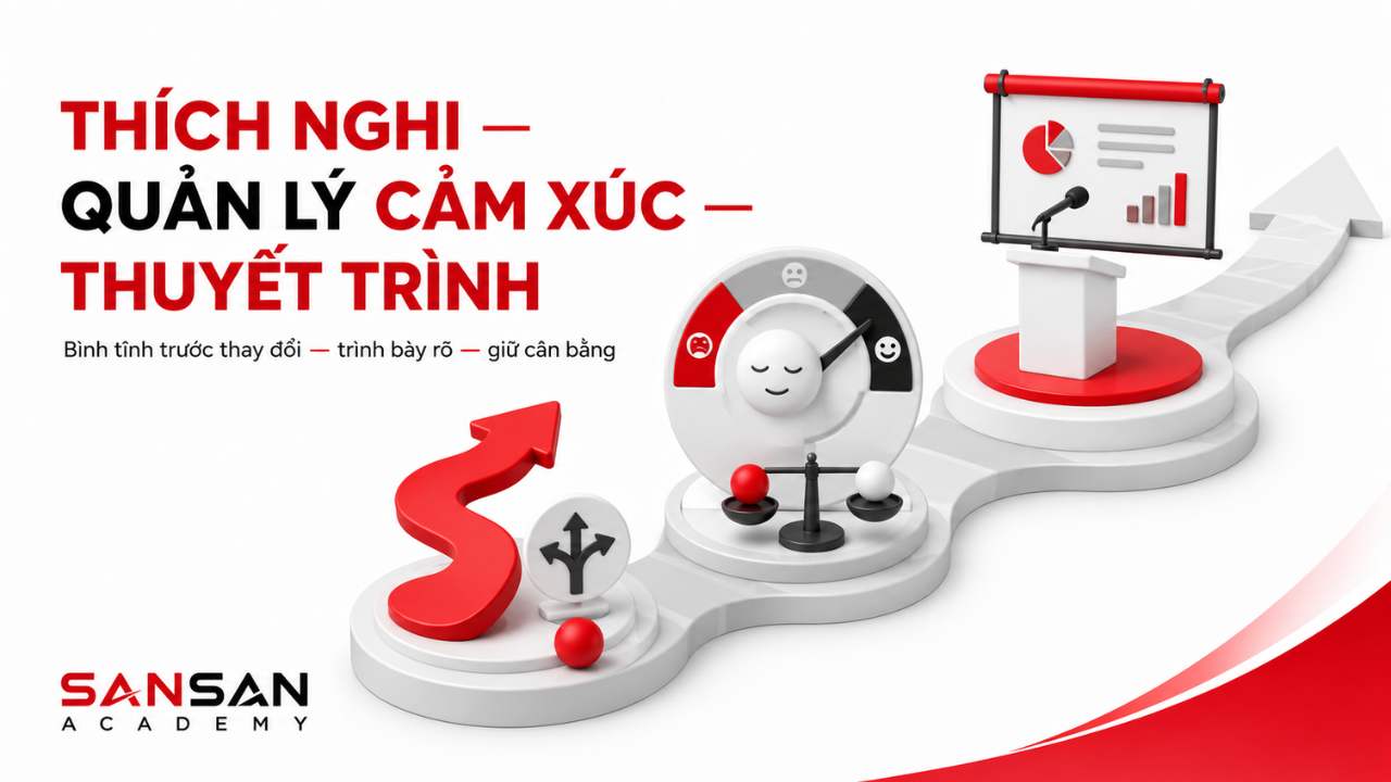 Lộ trình thích nghi với thay đổi, quản lý cảm xúc và trình bày thông tin rõ ràng trước người nghe.