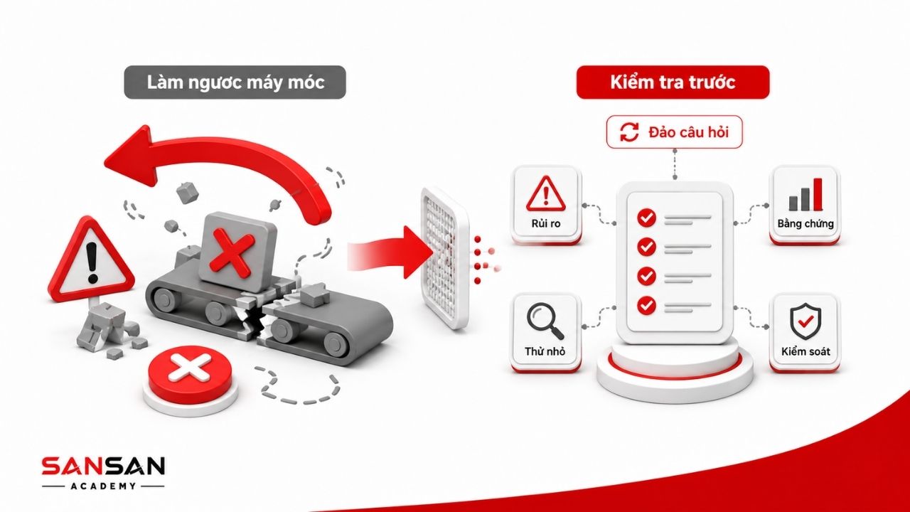 Làm ngược máy móc gây rủi ro khi chưa kiểm tra bằng chứng