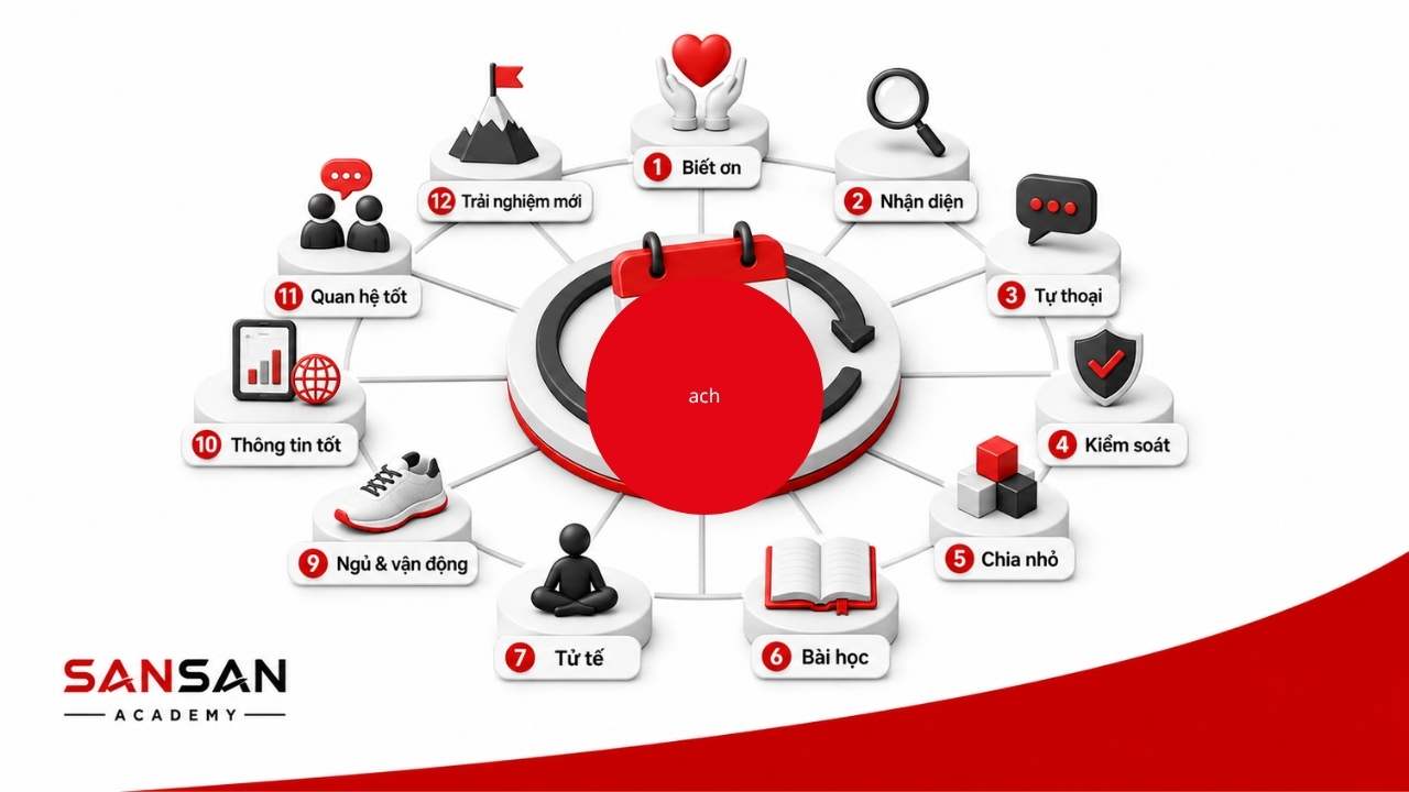 Mười hai cách xây dựng tư duy tích cực mỗi ngày như biết ơn, nhận diện cảm xúc, tự thoại tích cực và sống lành mạnh
