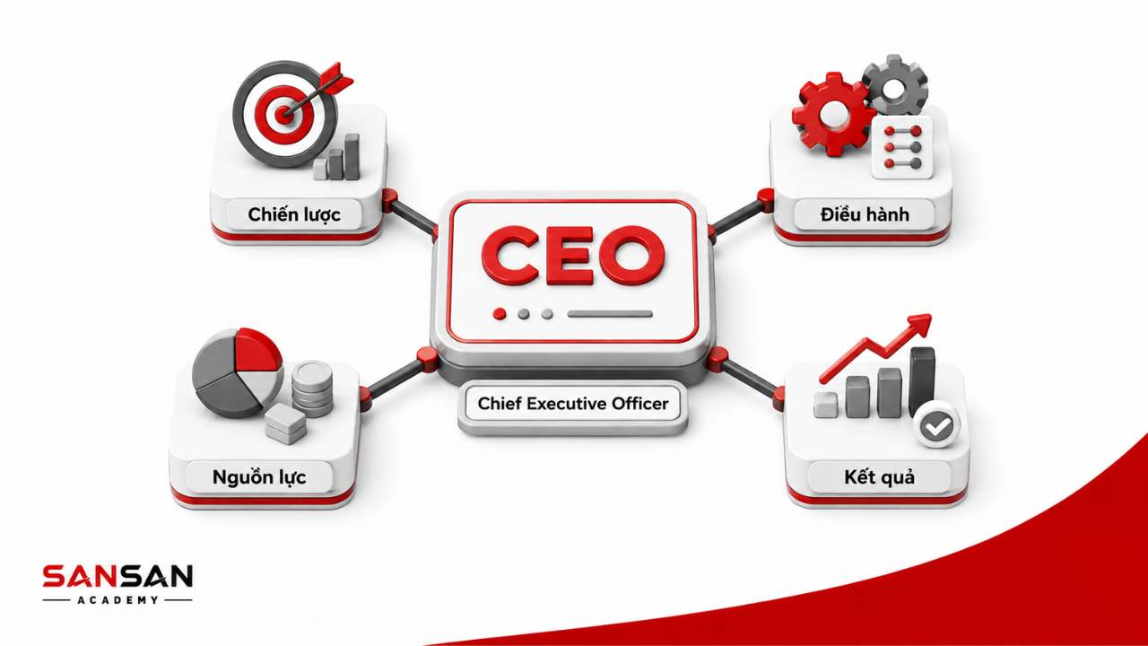CEO là gì với vai trò chiến lược, điều hành, quản lý nguồn lực và tạo kết quả kinh doanh