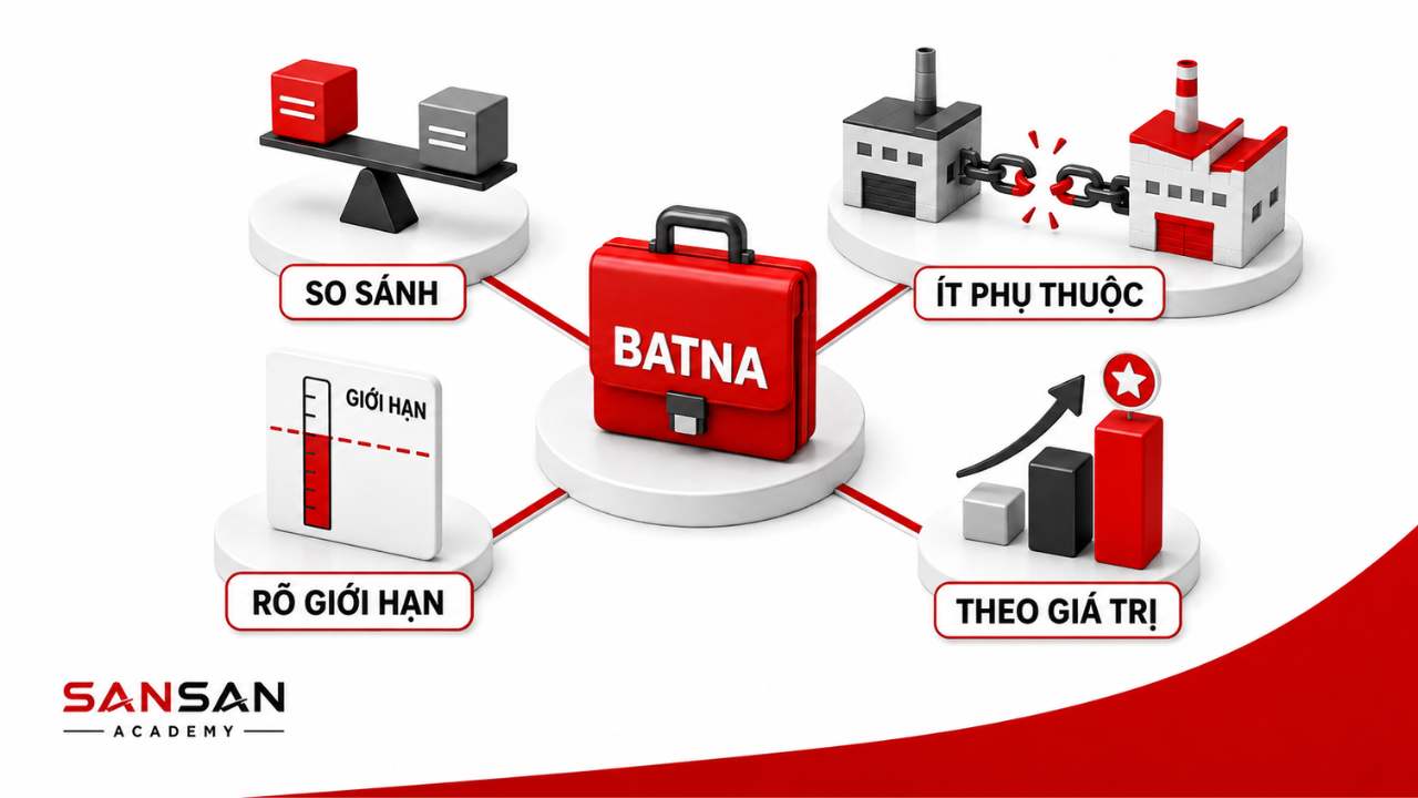 BATNA giúp doanh nghiệp chủ động đàm phán nhờ có cơ sở so sánh, giới hạn rõ ràng và giảm phụ thuộc vào một đối tác.
