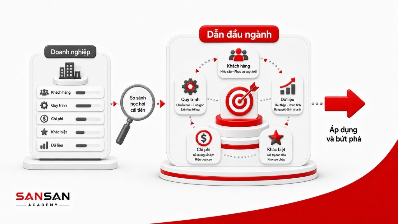 Doanh nghiệp đối chiếu hệ thống với đơn vị dẫn đầu ngành