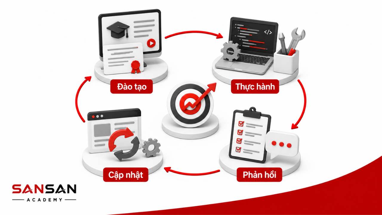 Cách rèn luyện kỹ năng cứng qua đào tạo, thực hành, phản hồi và cập nhật kiến thức