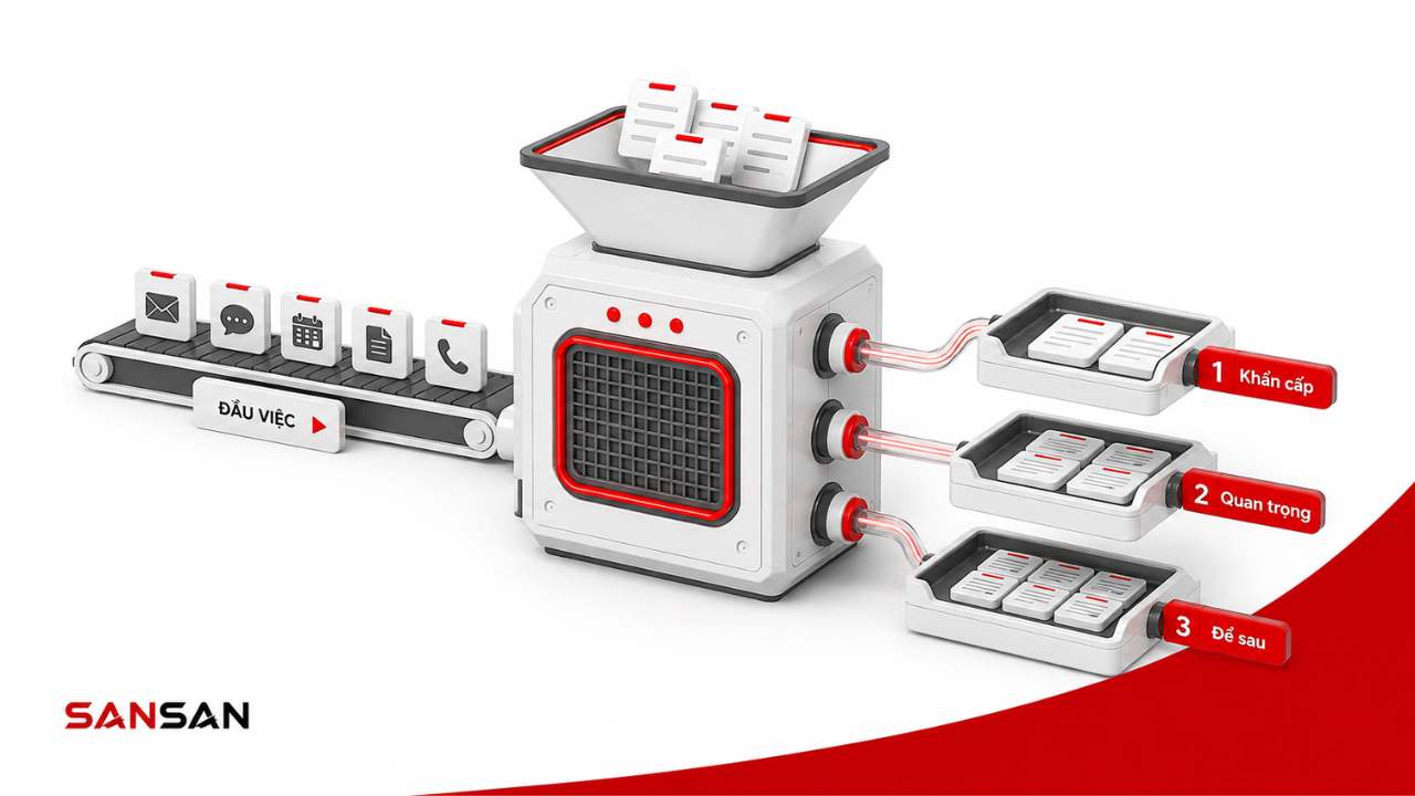 Sắp xếp thứ tự ưu tiên công việc thành khẩn cấp, quan trọng và để sau.
