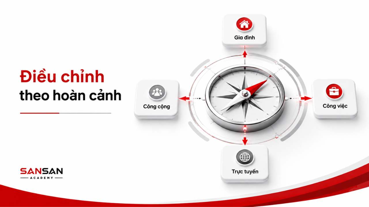 Cách cư xử đúng mực cần điều chỉnh phù hợp với gia đình, công việc, trực tuyến và nơi công cộng