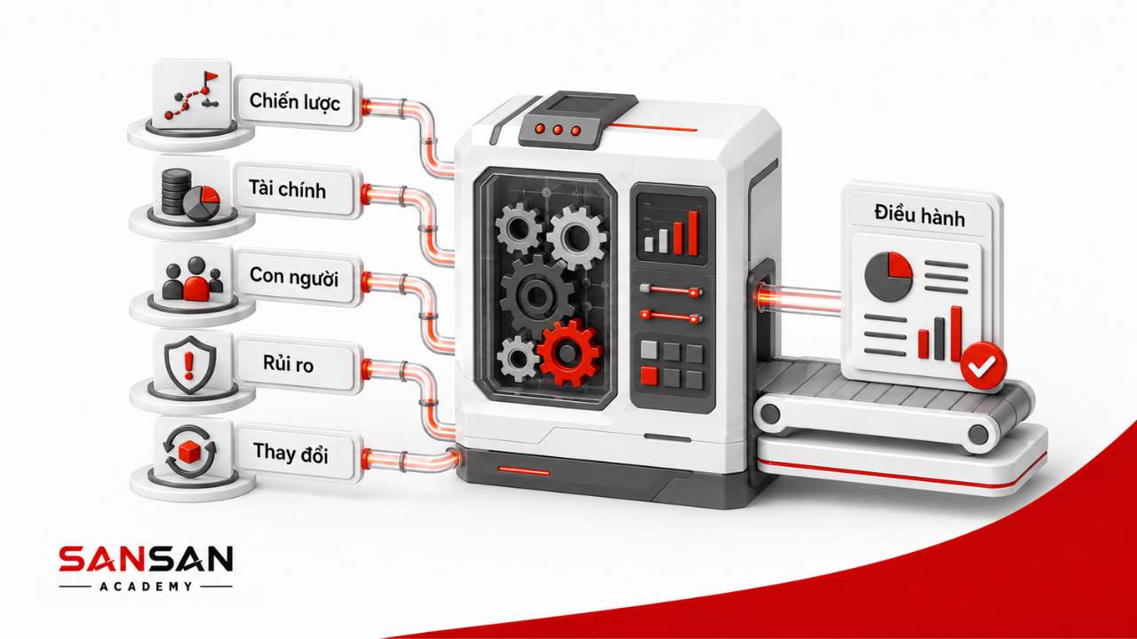Những năng lực cần có của giám đốc gồm chiến lược, tài chính, con người, rủi ro và quản trị thay đổi