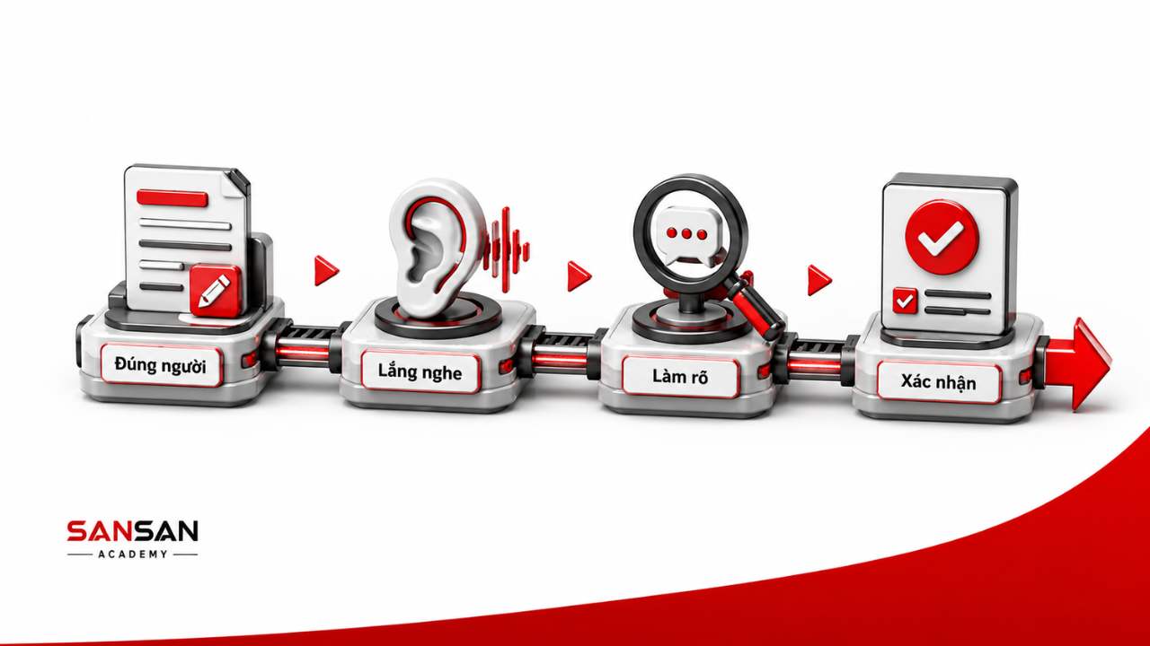 Kỹ năng giao tiếp trong quản trị bắt đầu từ lắng nghe làm rõ và xác nhận