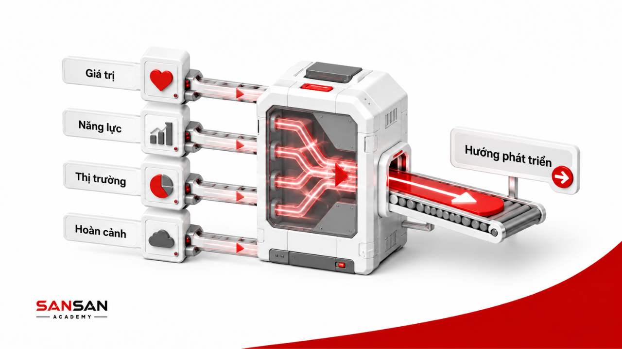 Xác định hướng phát triển từ giá trị năng lực thị trường và hoàn cảnh