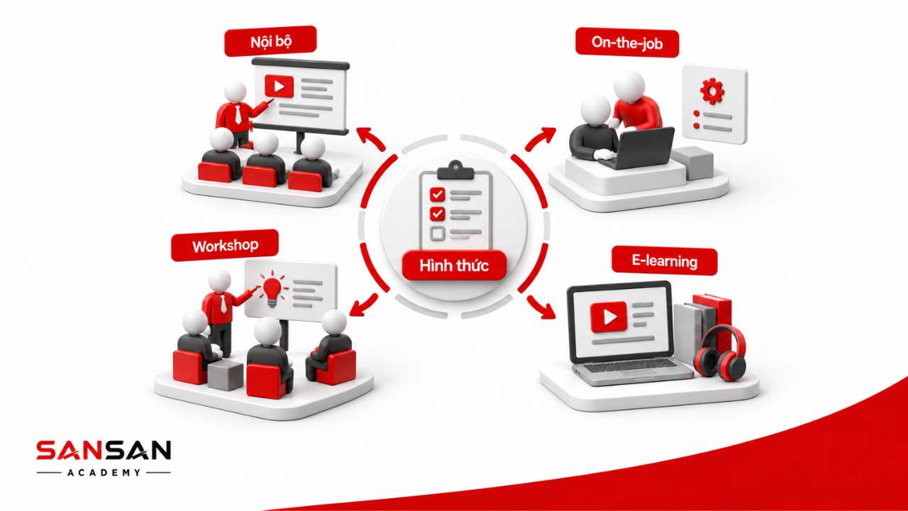 Các hình thức training nội bộ on the job workshop và e-learning