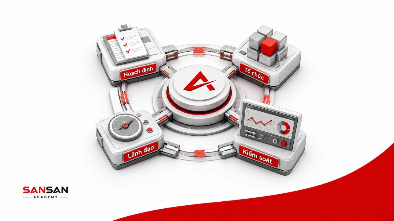 Bốn chức năng nền tảng của kỹ năng quản trị gồm hoạch định tổ chức lãnh đạo và kiểm soát