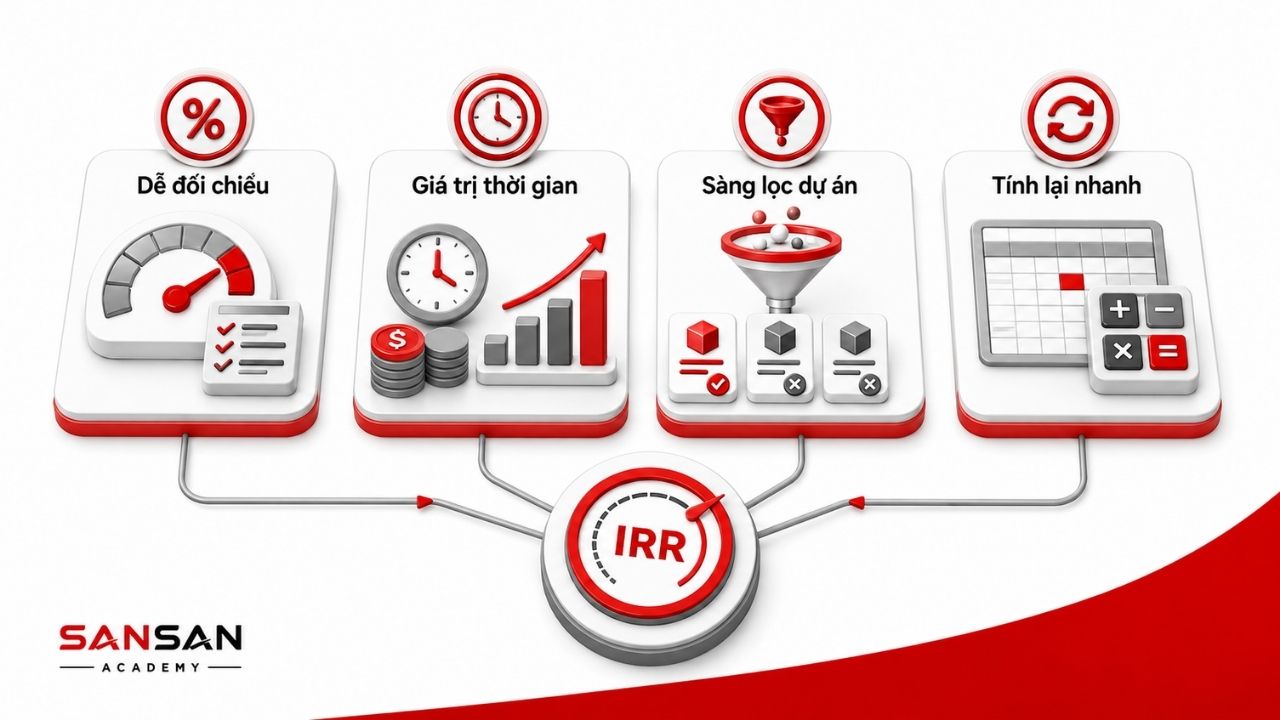 Bốn ưu điểm của chỉ số IRR trong đánh giá dự án