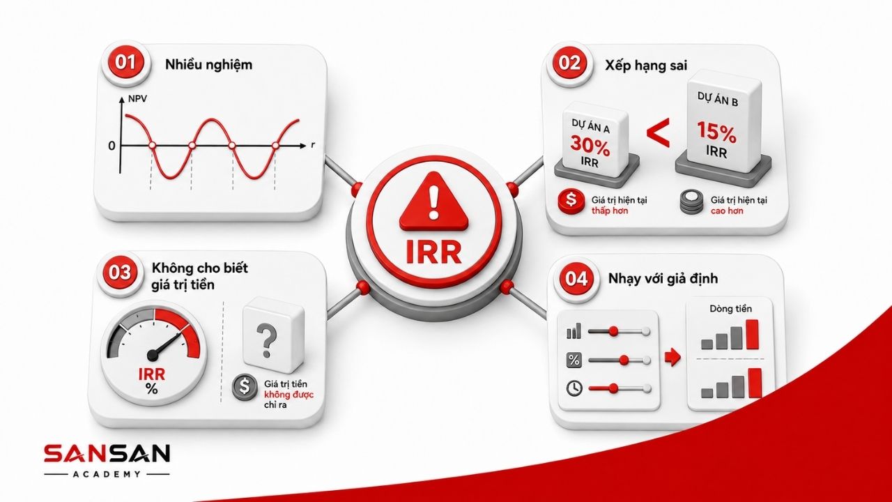 Bốn nhược điểm của IRR trong phân tích đầu tư