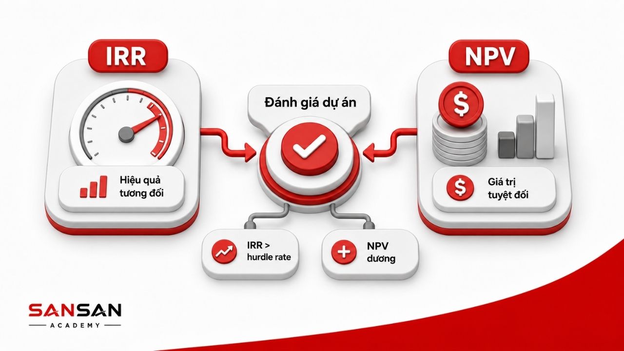 Đánh giá dự án bằng IRR kết hợp với NPV dương