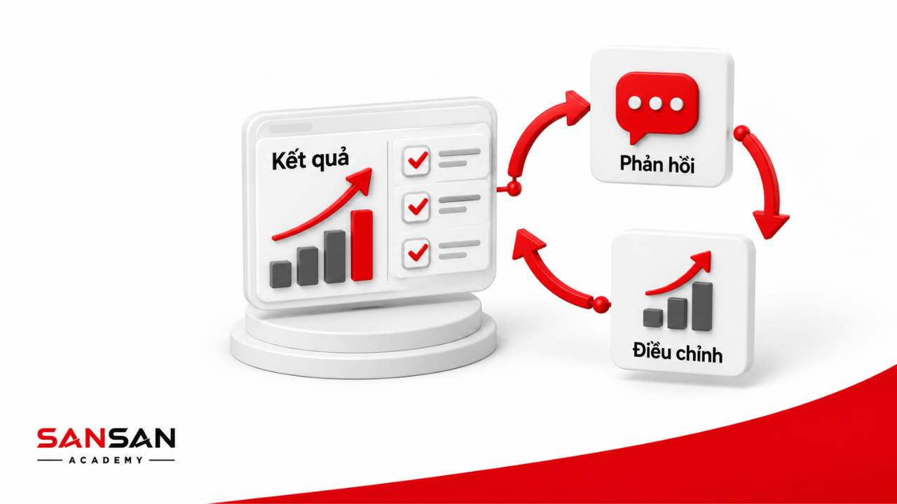 Leader theo dõi kết quả đưa ra phản hồi và điều chỉnh
