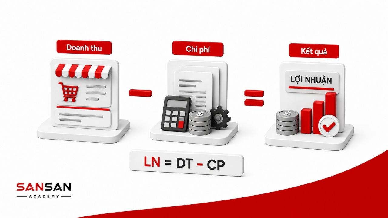 Lợi nhuận được tính từ doanh thu và chi phí cùng phạm vi