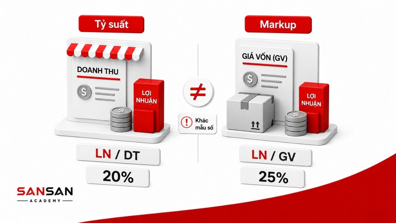 Tỷ suất lợi nhuận thay đổi theo mẫu số được sử dụng