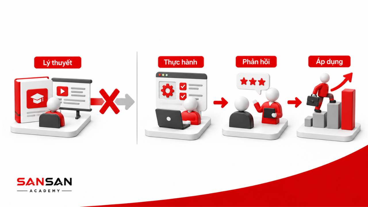 Training cần kết hợp lý thuyết thực hành phản hồi và áp dụng