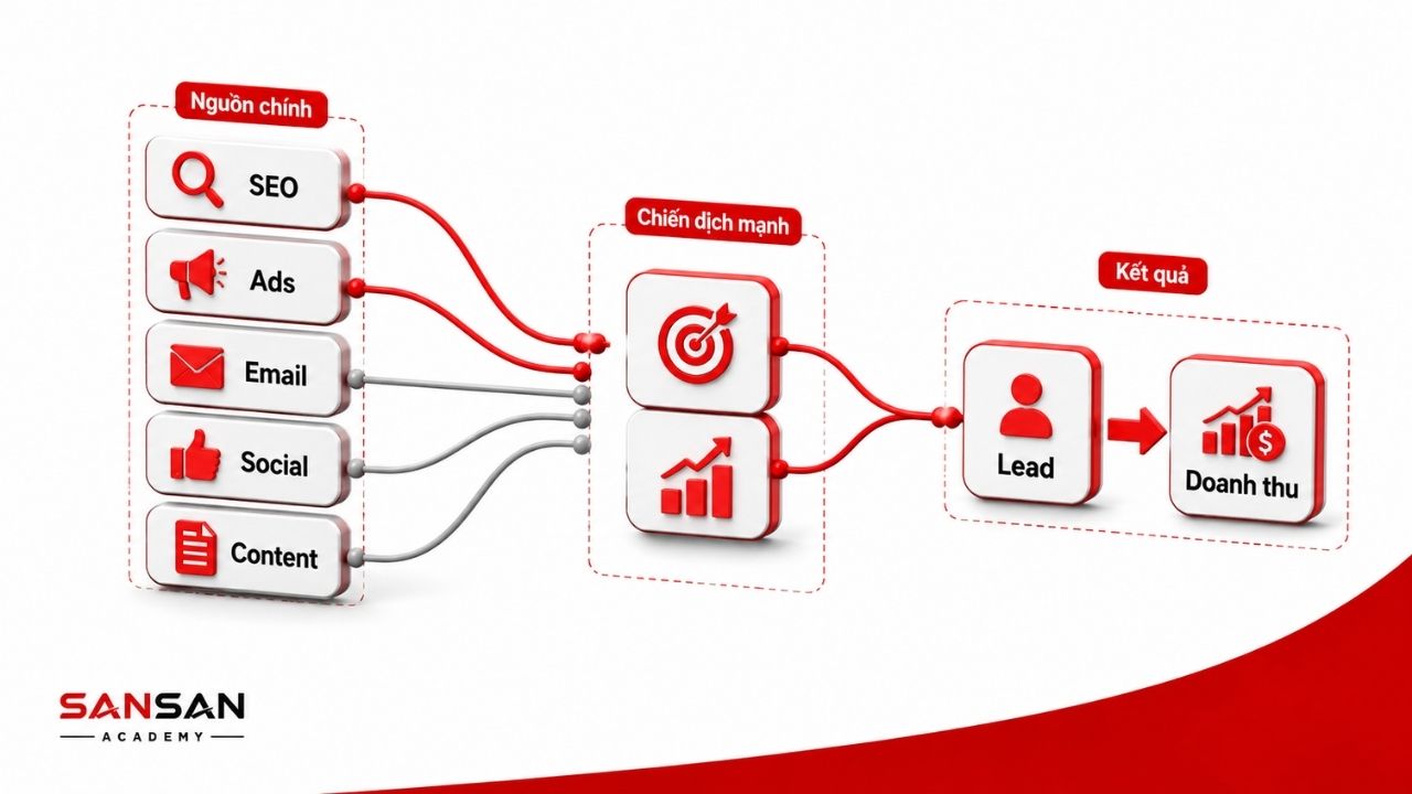 Kênh Marketing nổi bật tạo phần lớn lead và kết quả kinh doanh