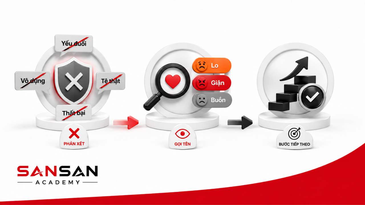 Gọi tên cảm xúc thay vì phán xét bản thân để lựa chọn bước xử lý tiếp theo