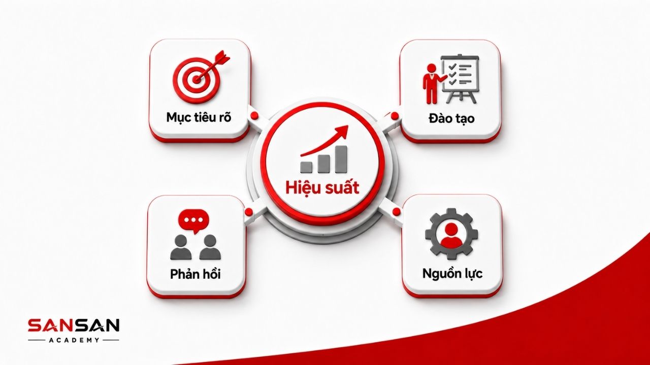 Mục tiêu, đào tạo, phản hồi và nguồn lực hỗ trợ nâng cao hiệu suất
