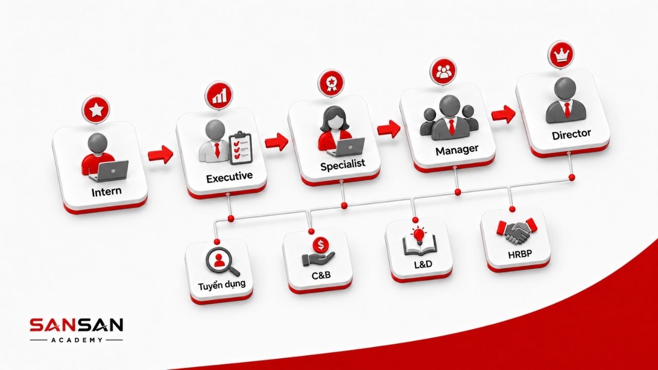 Lộ trình HR từ vị trí đầu vào đến chuyên môn và quản lý