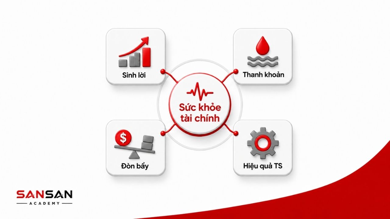 Sinh lời, thanh khoản, đòn bẩy và hiệu quả tài sản phản ánh sức khỏe tài chính