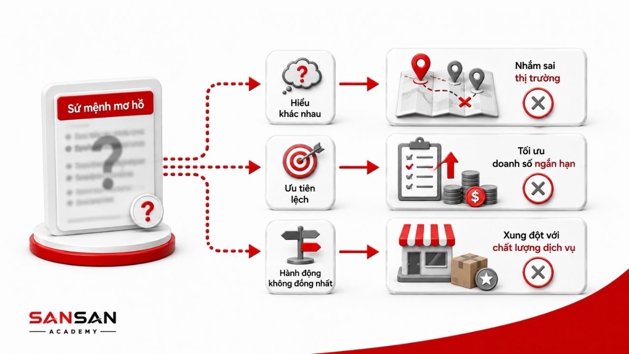Sứ mệnh mơ hồ dẫn đến hiểu lệch và hành động thiếu nhất quán