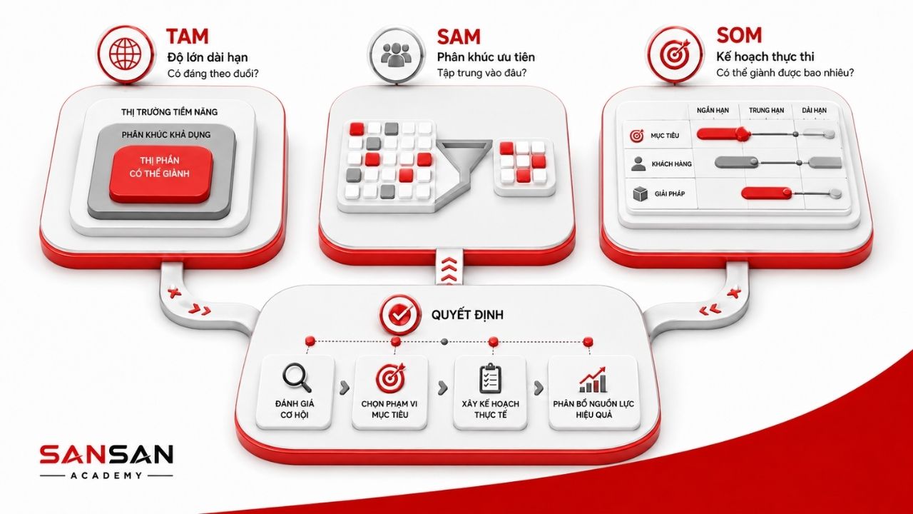 TAM, SAM, SOM hỗ trợ đánh giá cơ hội và lập kế hoạch