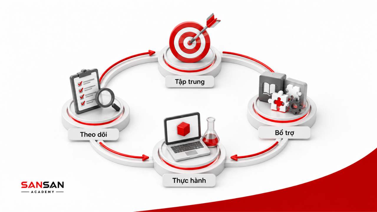 Cách phát huy sở trường bằng tập trung, bổ trợ, thực hành và theo dõi
