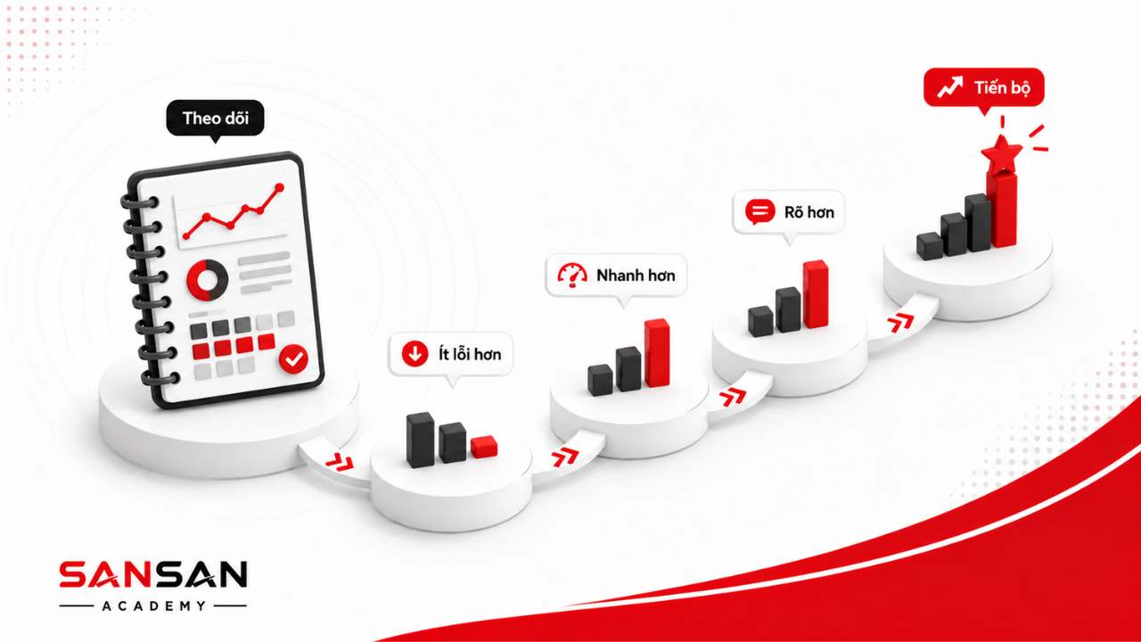 Ghi nhận từng tiến bộ nhỏ qua việc theo dõi quá trình, giảm lỗi, tăng tốc độ, rõ ràng hơn và nhìn thấy sự tiến bộ