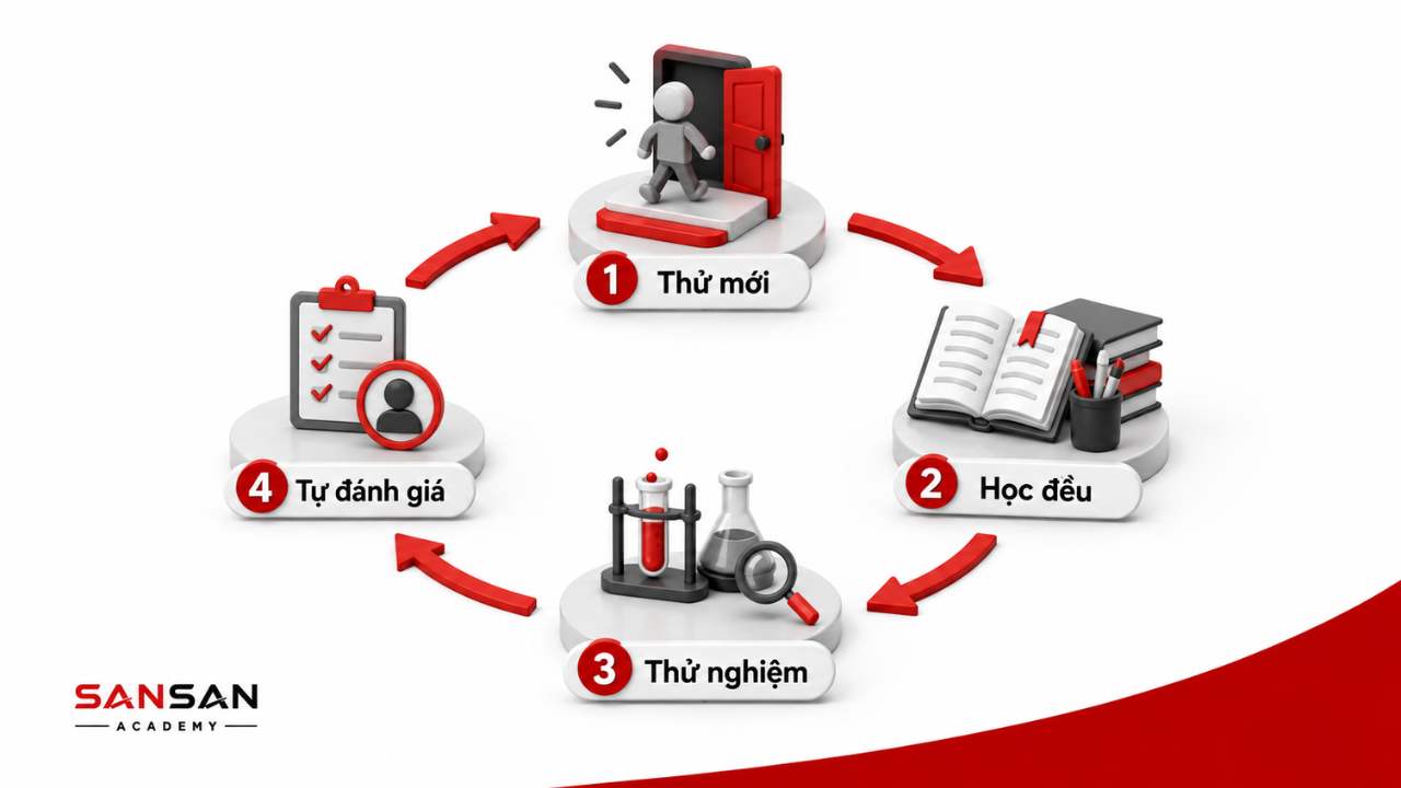 Cách rèn luyện khả năng thích ứng qua thử điều mới, học liên tục, thử nghiệm và tự đánh giá