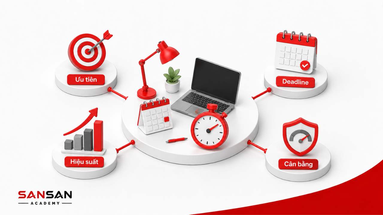 Vai trò của quản lý thời gian đối với ưu tiên, hiệu suất, deadline và cân bằng công việc