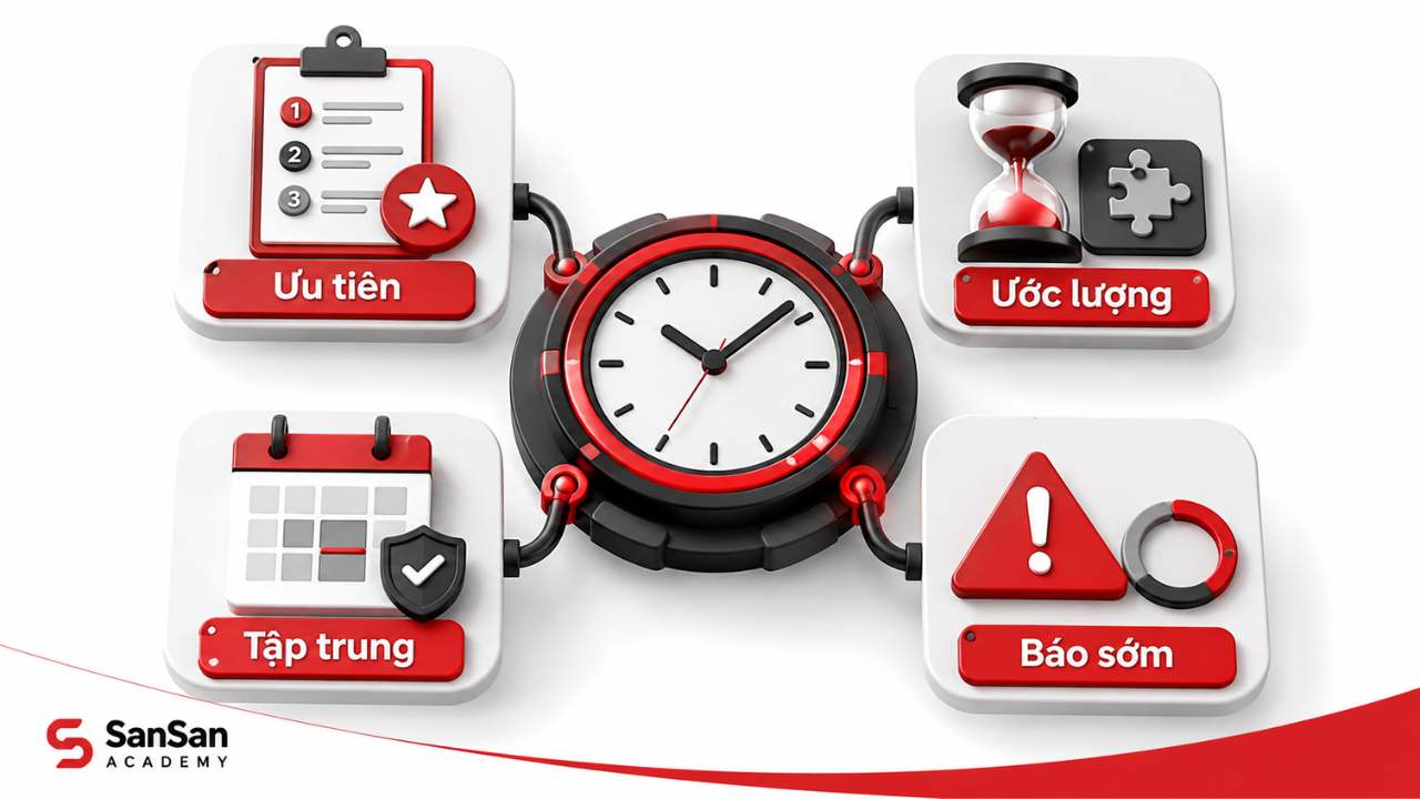 Quản lý thời gian hiệu quả bằng ưu tiên, ước lượng, tập trung và báo sớm