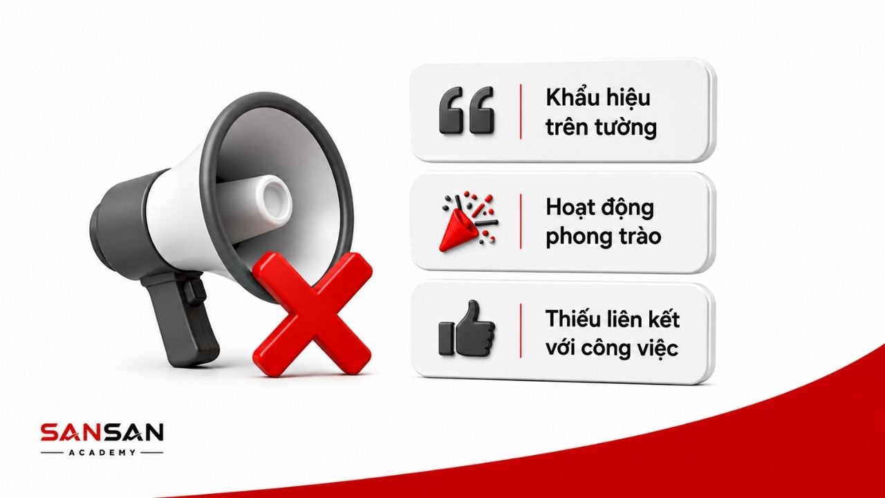 Khẩu hiệu và phong trào không thể thay thế thay đổi trong công việc
