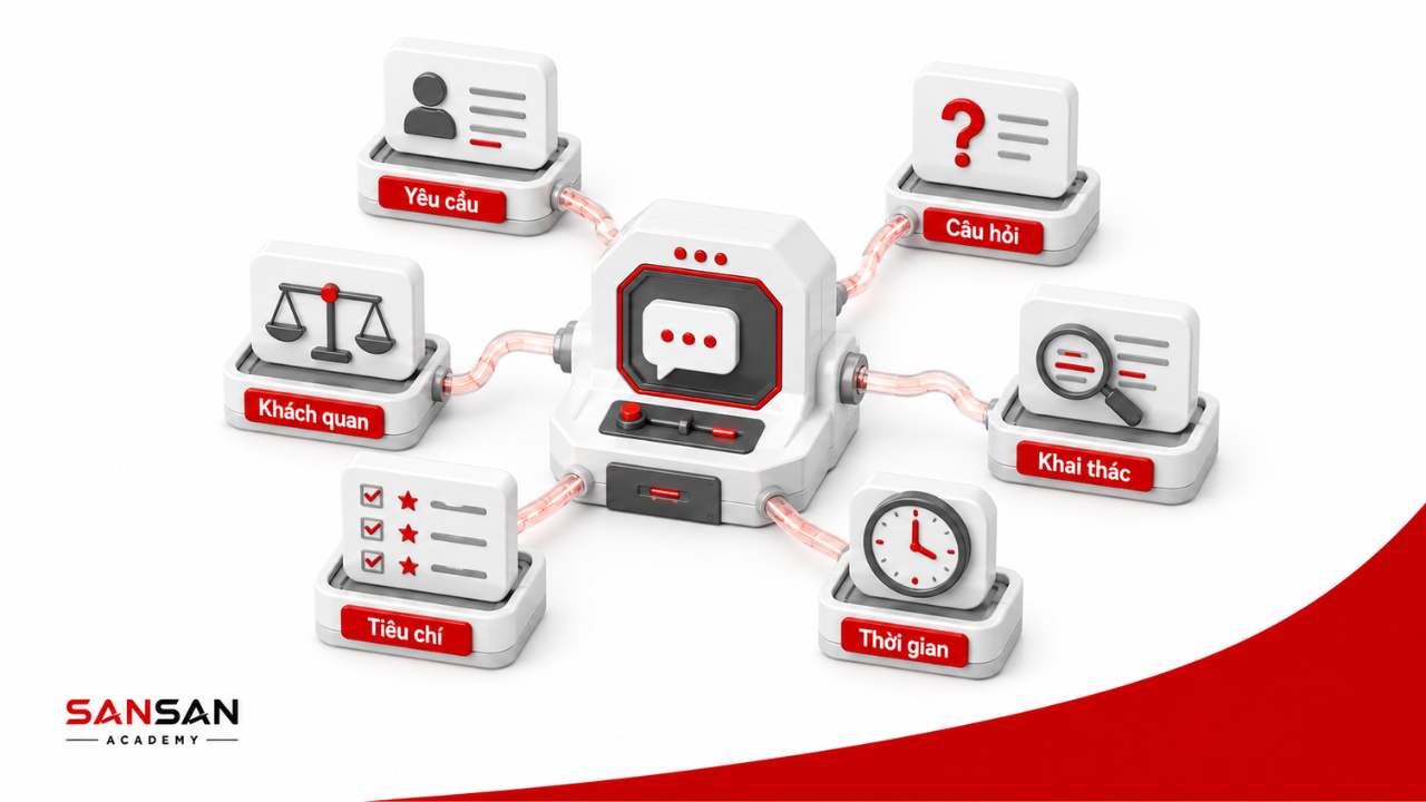 Kỹ năng cần có của người phỏng vấn gồm xác định yêu cầu, đặt câu hỏi, khai thác thông tin và đánh giá khách quan
