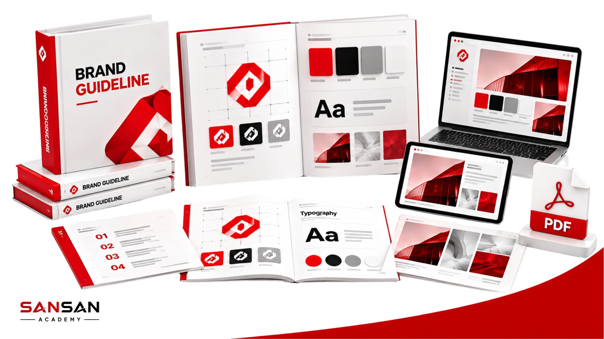 Cách trình bày Brand Guideline mẫu trên tài liệu, PDF và môi trường số để dễ tra cứu
