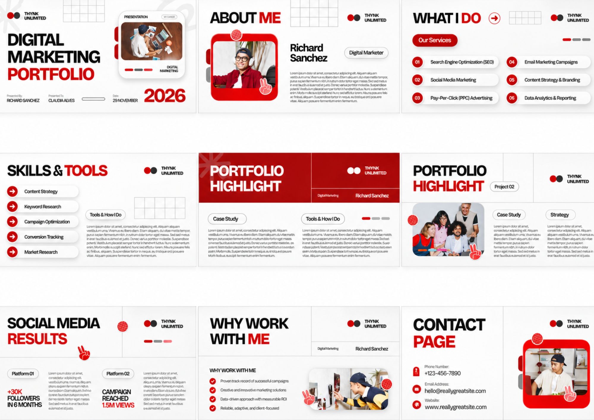 portfolio thiết kế Digital Marketing với phong cách tối giản